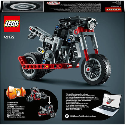 LEGO 42132 Technic Chopper Abenteuer-Bike, 2-in-1 Bausatz, Motorrad-Spielzeug