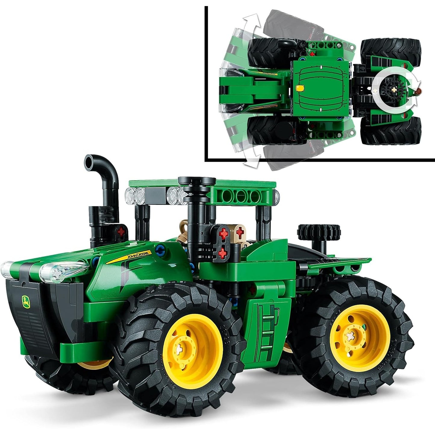 LEGO 42136 Technic John Deere 9620R 4WD Tractor, Spielzeug-Traktor mit Anhänger