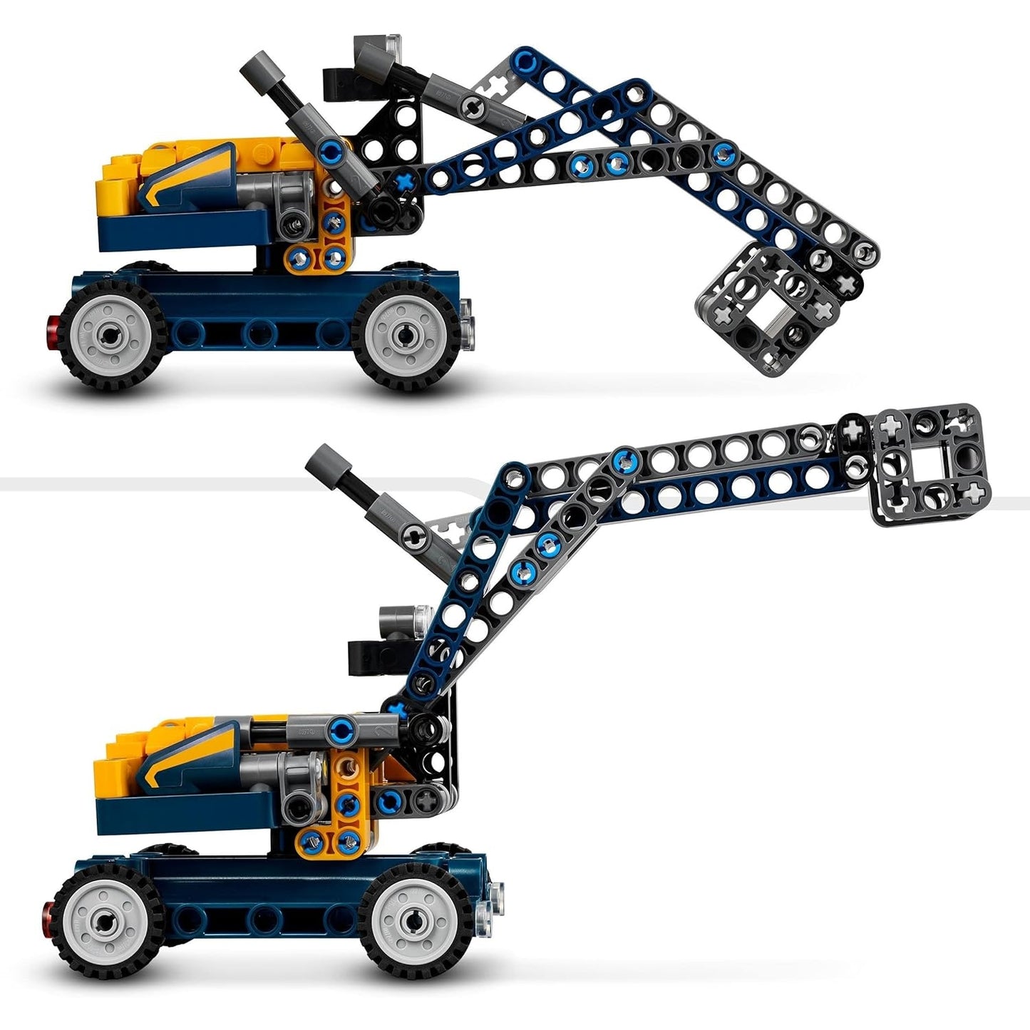 LEGO 42147 Technic Kipplaster Spielzeug, 2in1-Set mit Konstruktions-Modell und Bagger