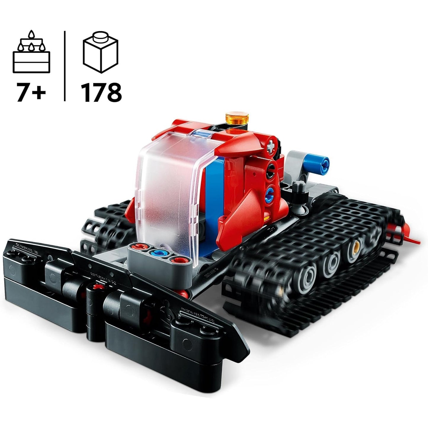 LEGO 42148 Technic Pistenraupe, 2in1 Winter-Fahrzeug-Modell-Spielzeug mit Schneemobil, Technik-Lernspielzeug