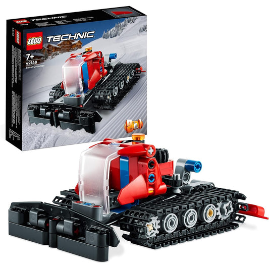 LEGO 42148 Technic Pistenraupe, 2in1 Winter-Fahrzeug-Modell-Spielzeug mit Schneemobil, Technik-Lernspielzeug