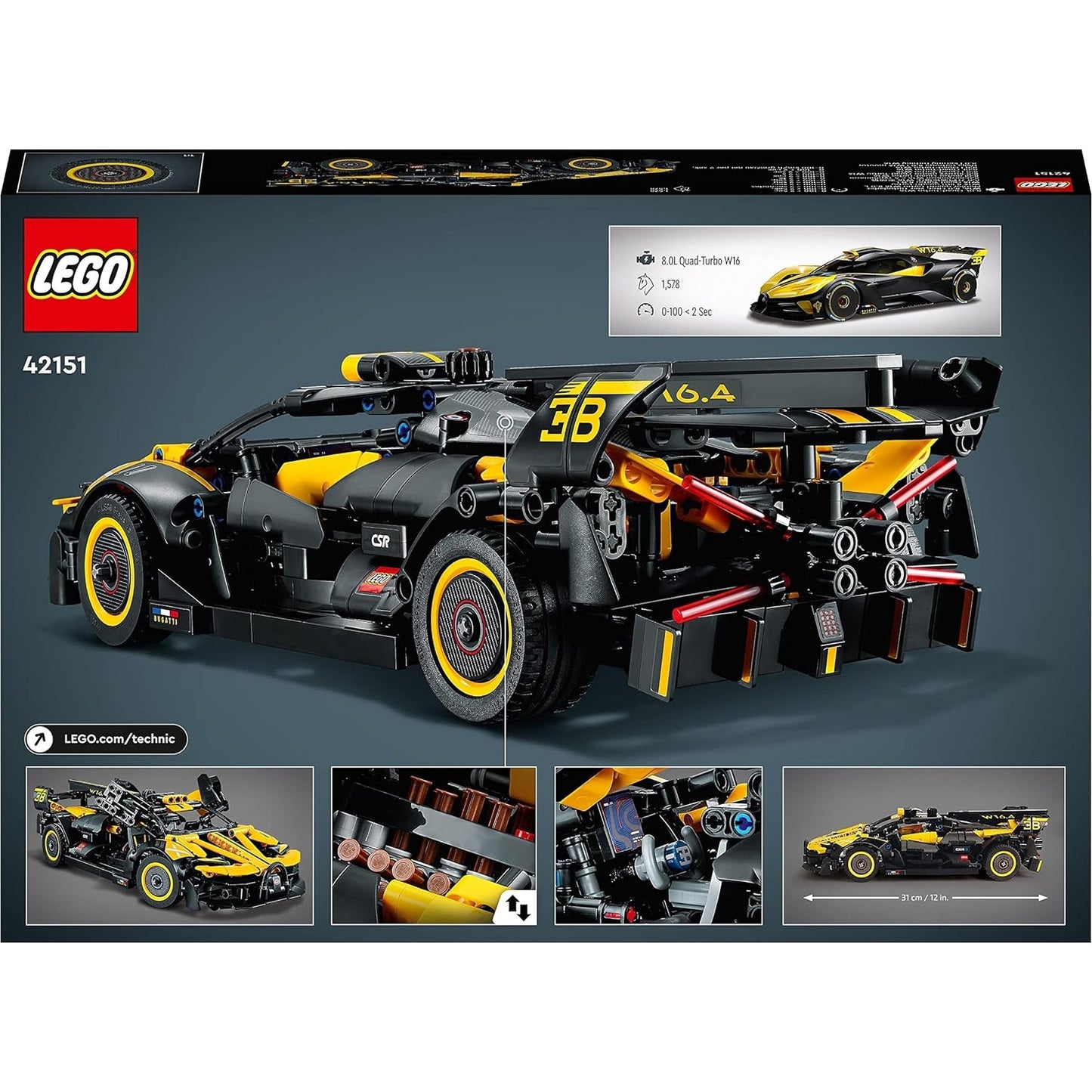 LEGO 42151 Technic Bugatti-Bolide Auto-Modellbausatz Sportwagen-Spielzeug ikonisches Auto-Set