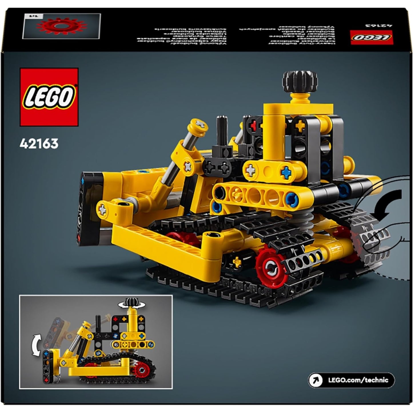 LEGO 42163 Technic Schwerlast Bulldozer, Spielzeug-Planierraupe zum Bauen, Baustelle