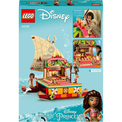 LEGO 43210 Disney Princess Vaianas Katamaran Spielzeug Boot mit Vaiana und Sina Prinzessinnen Mini-Puppen & Delfin-Figur