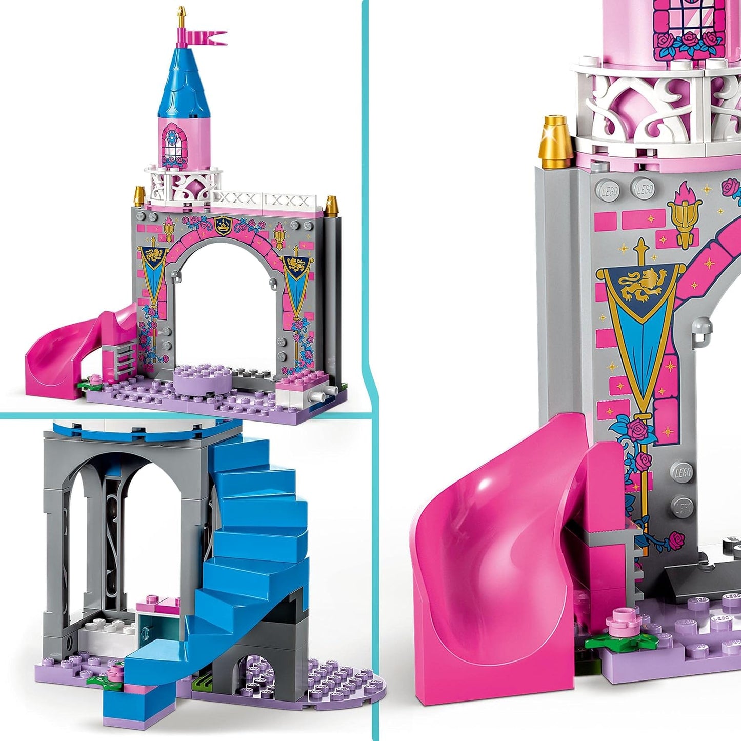 LEGO 43211 Disney Princess Auroras Schloss Spielzeug zum Bauen mit Dornröschen, Prinz Philip & Maleficent