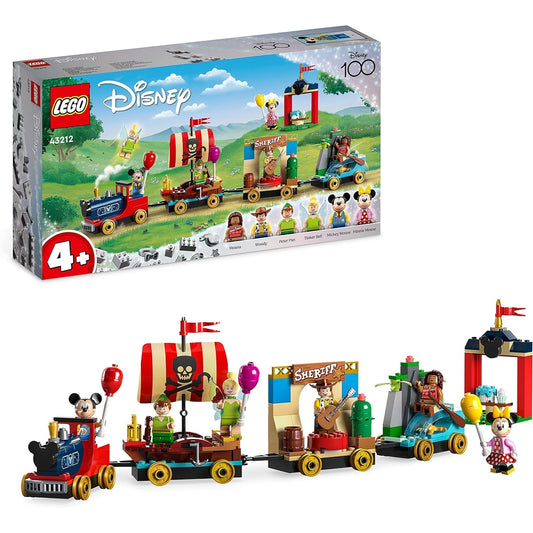 LEGO 43212 Disney Geburtstagszug Set mit Moana, Woody, Peter Pan und Tinker Bell, Eisenbahn, Zug-Spielzeug