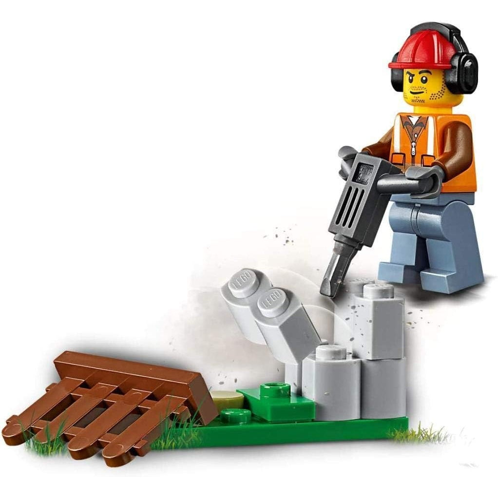 LEGO 60219 City Frontlader, Baumaschinen-Set mit Straßenarbeiter Minifigur