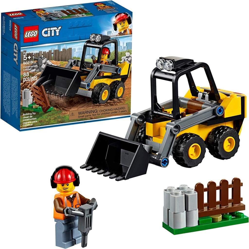 LEGO 60219 City Frontlader, Baumaschinen-Set mit Straßenarbeiter Minifigur