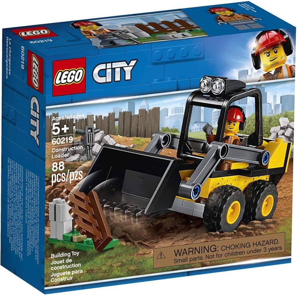 LEGO 60219 City Frontlader, Baumaschinen-Set mit Straßenarbeiter Minifigur