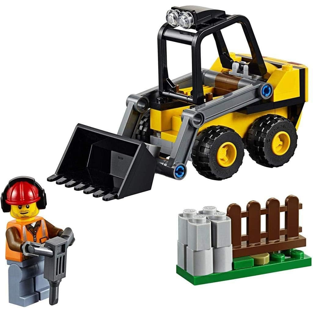 LEGO 60219 City Frontlader, Baumaschinen-Set mit Straßenarbeiter Minifigur