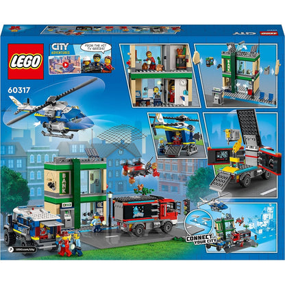 LEGO 60317 City Banküberfall mit Verfolgungsjagd mit Hubschrauber, Drohne und 2 LKWs, Polizei-Set