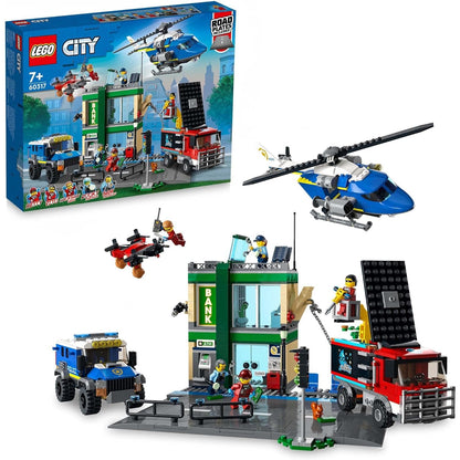 LEGO 60317 City Banküberfall mit Verfolgungsjagd mit Hubschrauber, Drohne und 2 LKWs, Polizei-Set