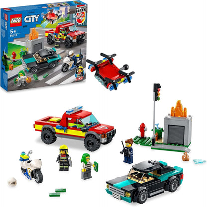 LEGO 60319 City Löscheinsatz und Verfolgungsjagd mit Feuerwehrauto und Motorrad, Polizei- und Feuerwehr