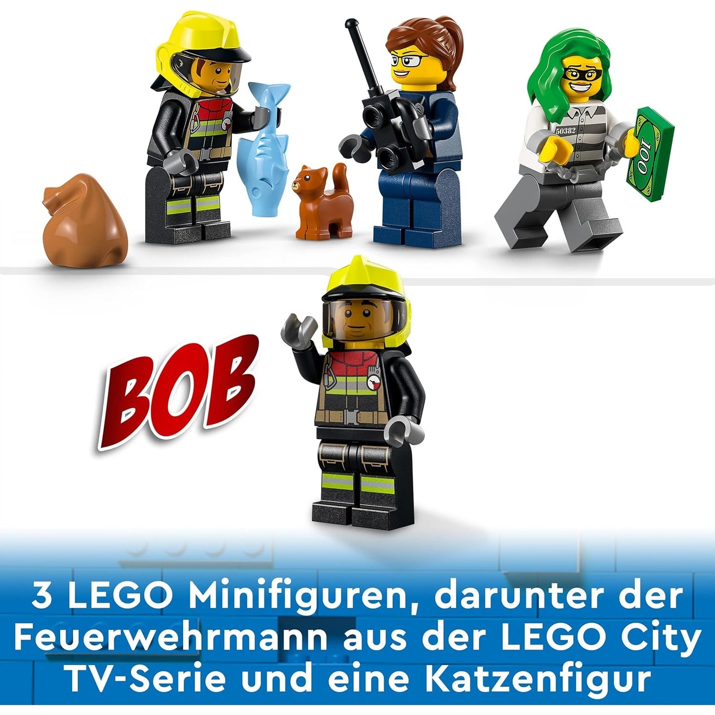 LEGO 60319 City Löscheinsatz und Verfolgungsjagd mit Feuerwehrauto und Motorrad, Polizei- und Feuerwehr