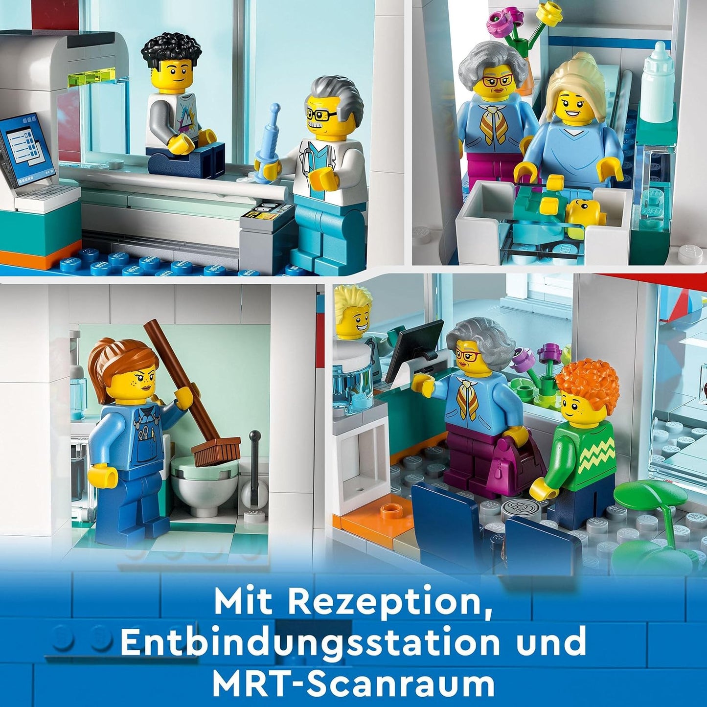 LEGO 60330 City Krankenhaus mit Krankenwagen Rettungshubschrauber und 12 Mini-Figuren