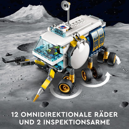 LEGO 60348 City Mond-Rover, Weltraum-Spielzeug ab 6 Jahren für Mädchen und Jungen, mit Astronauten-Minifiguren NASA