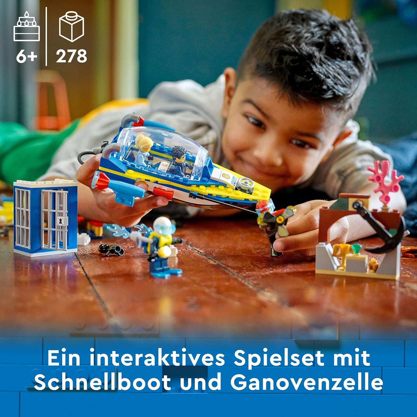 LEGO 60355 City Detektivmissionen der Wasserpolizei Boot und 4 Minifiguren Polizei