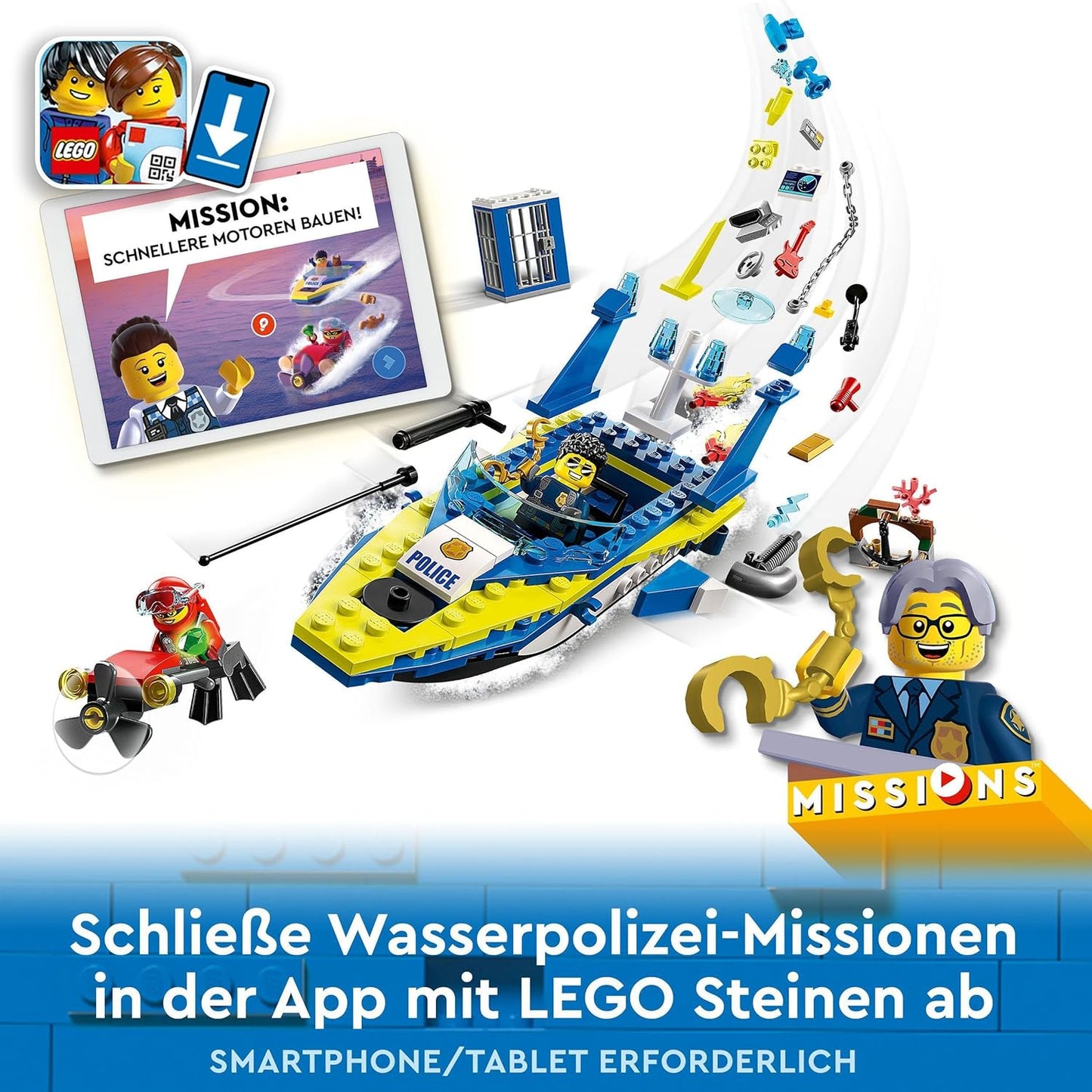 LEGO 60355 City Detektivmissionen der Wasserpolizei Boot und 4 Minifiguren Polizei