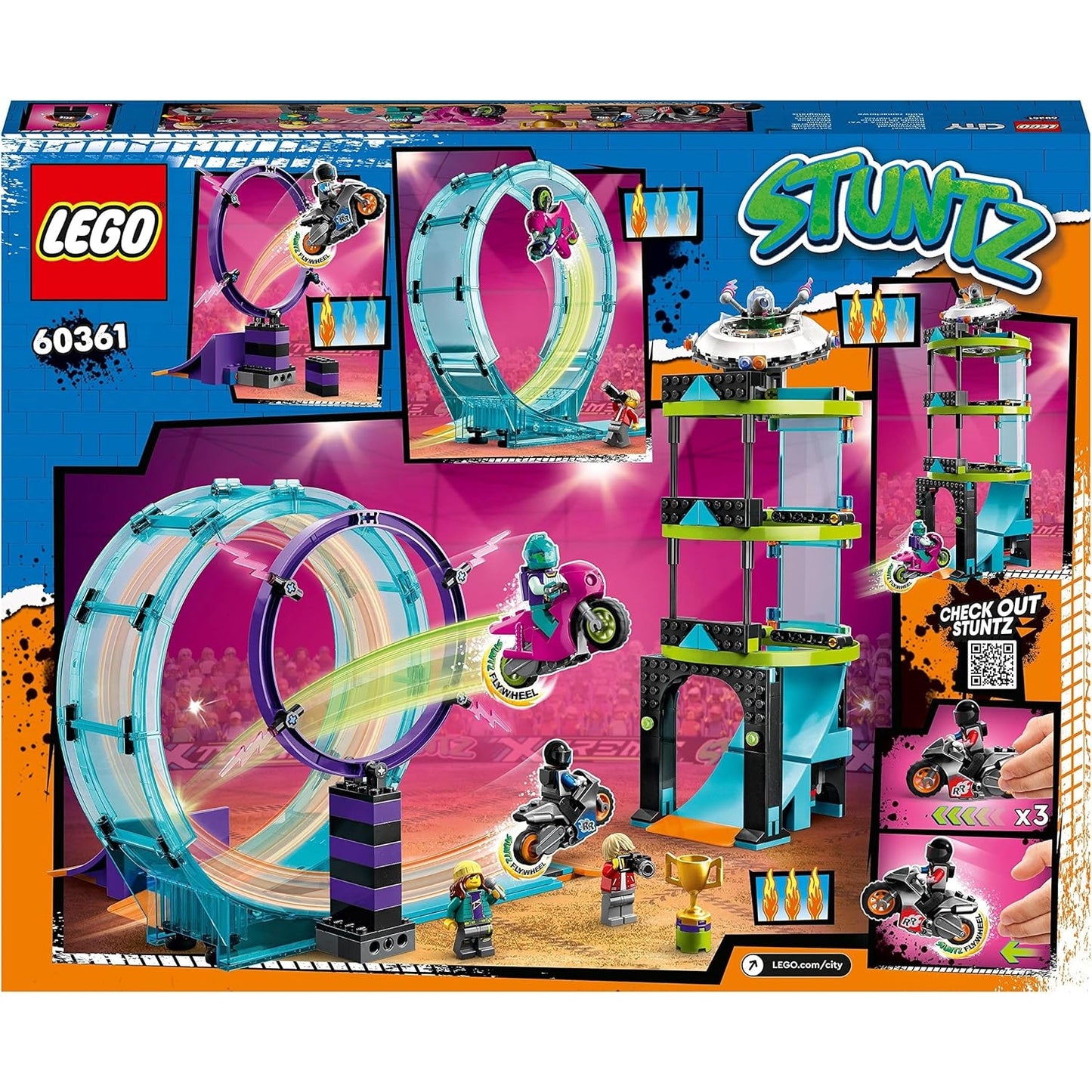 LEGO 60361 City Stuntz Ultimative Stuntfahrer-Challenge, 3in1 Stunts für 1 oder 2 Spieler Action