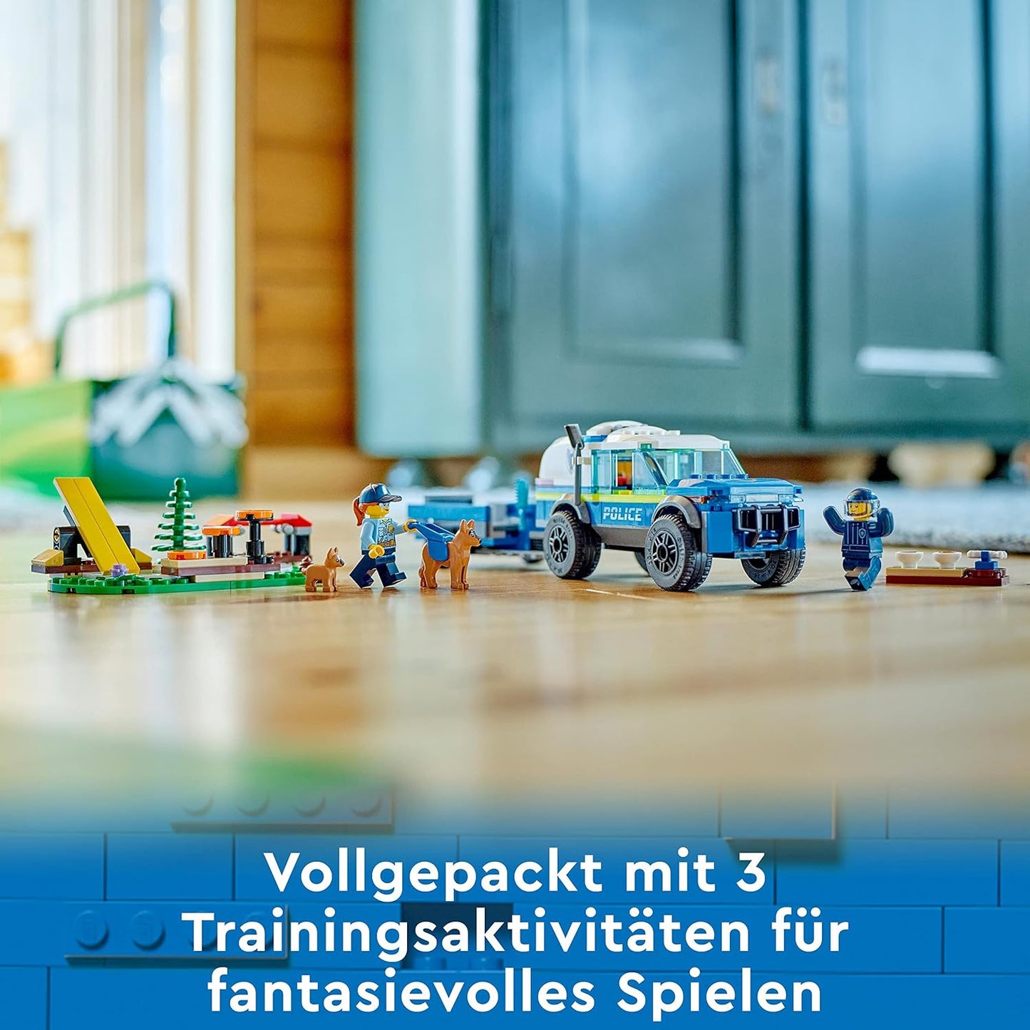 LEGO 60369 City Mobiles Polizeihunde-Training, Polizeiauto-Spielzeug mit Anhänger