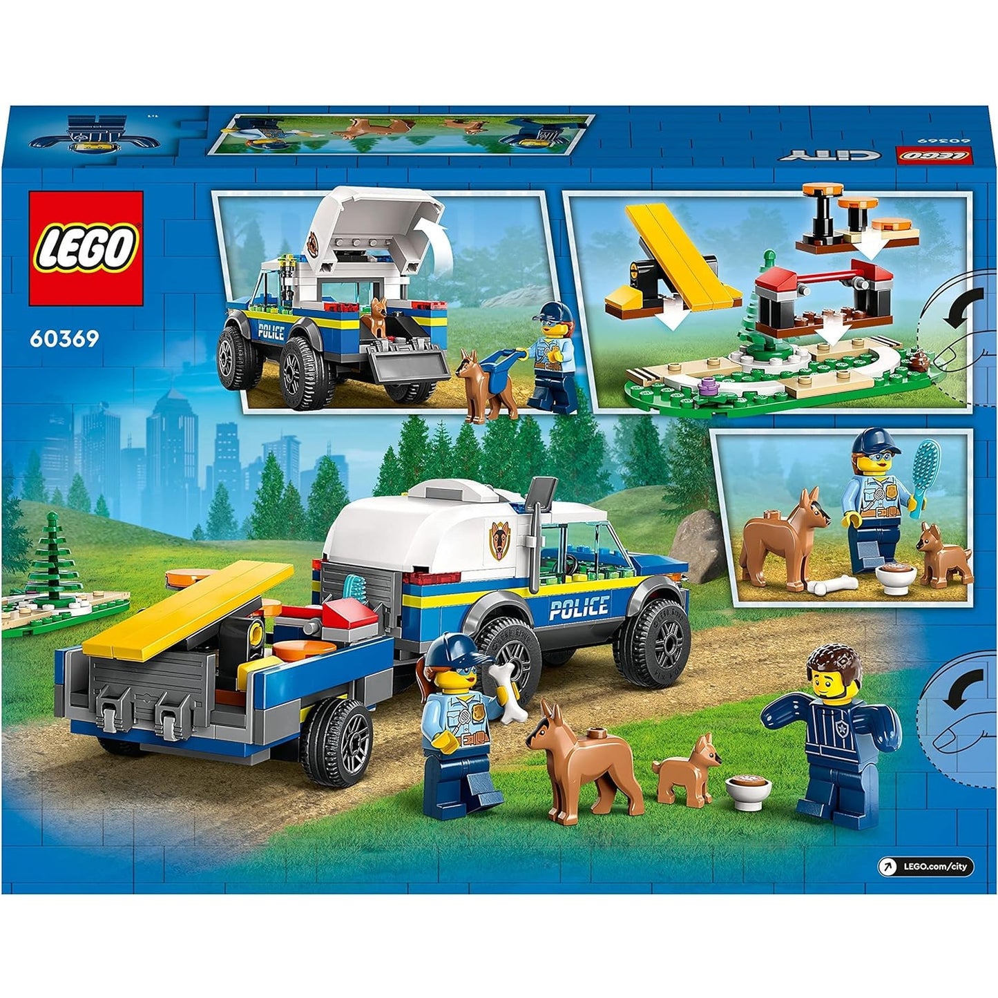 LEGO 60369 City Mobiles Polizeihunde-Training, Polizeiauto-Spielzeug mit Anhänger