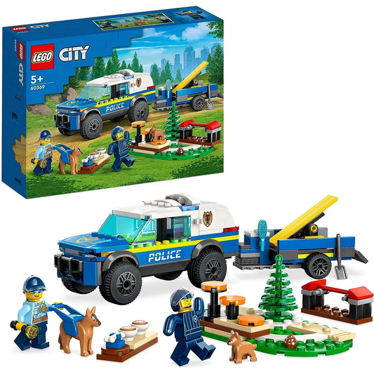 LEGO 60369 City Mobiles Polizeihunde-Training, Polizeiauto-Spielzeug mit Anhänger