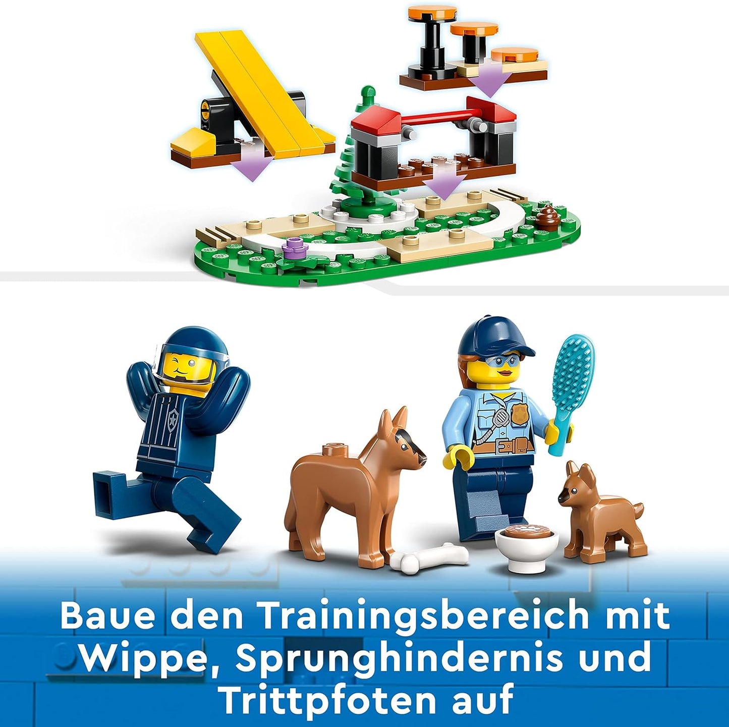 LEGO 60369 City Mobiles Polizeihunde-Training, Polizeiauto-Spielzeug mit Anhänger