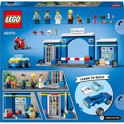 LEGO 60370 City Ausbruch aus der Polizeistation Spielset, Polizeiauto Spielzeug und Motorrad