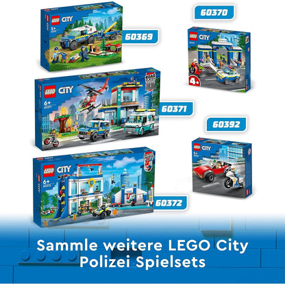 LEGO 60370 City Ausbruch aus der Polizeistation Spielset, Polizeiauto Spielzeug und Motorrad