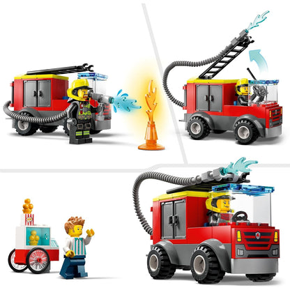 LEGO 60375 City Feuerwehr Feuerwehrstation und Löschauto, Lernspielzeug Feuerwehrauto-Spielzeug