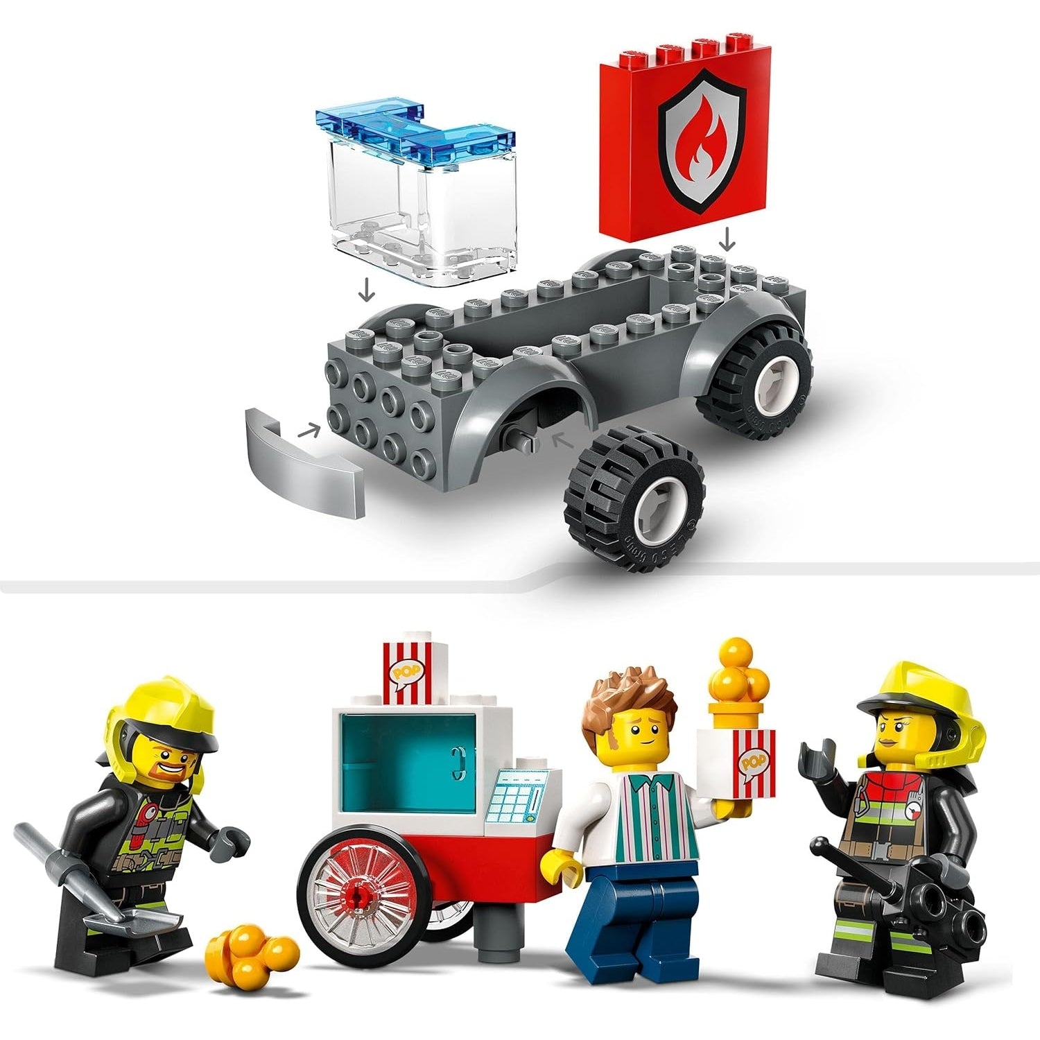 LEGO 60375 City Feuerwehr Feuerwehrstation und Löschauto, Lernspielzeug Feuerwehrauto-Spielzeug