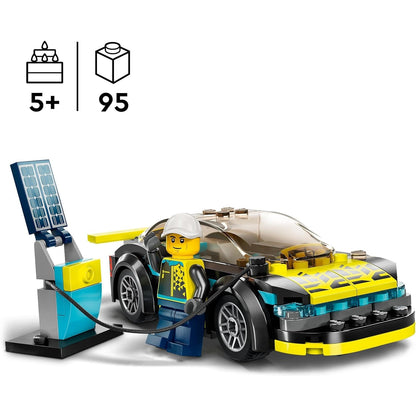 LEGO 60383 City Elektro-Sportwagen Set, Rennwagen mit Minifigur, Spielzeugauto für Jungen und Mädchen