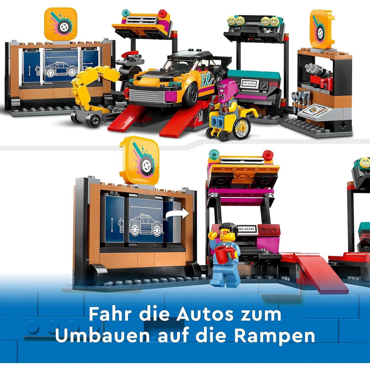 LEGO 60389 City Autowerkstatt, Mechaniker-Spielzeug-Werkstatt individuell gestaltbar