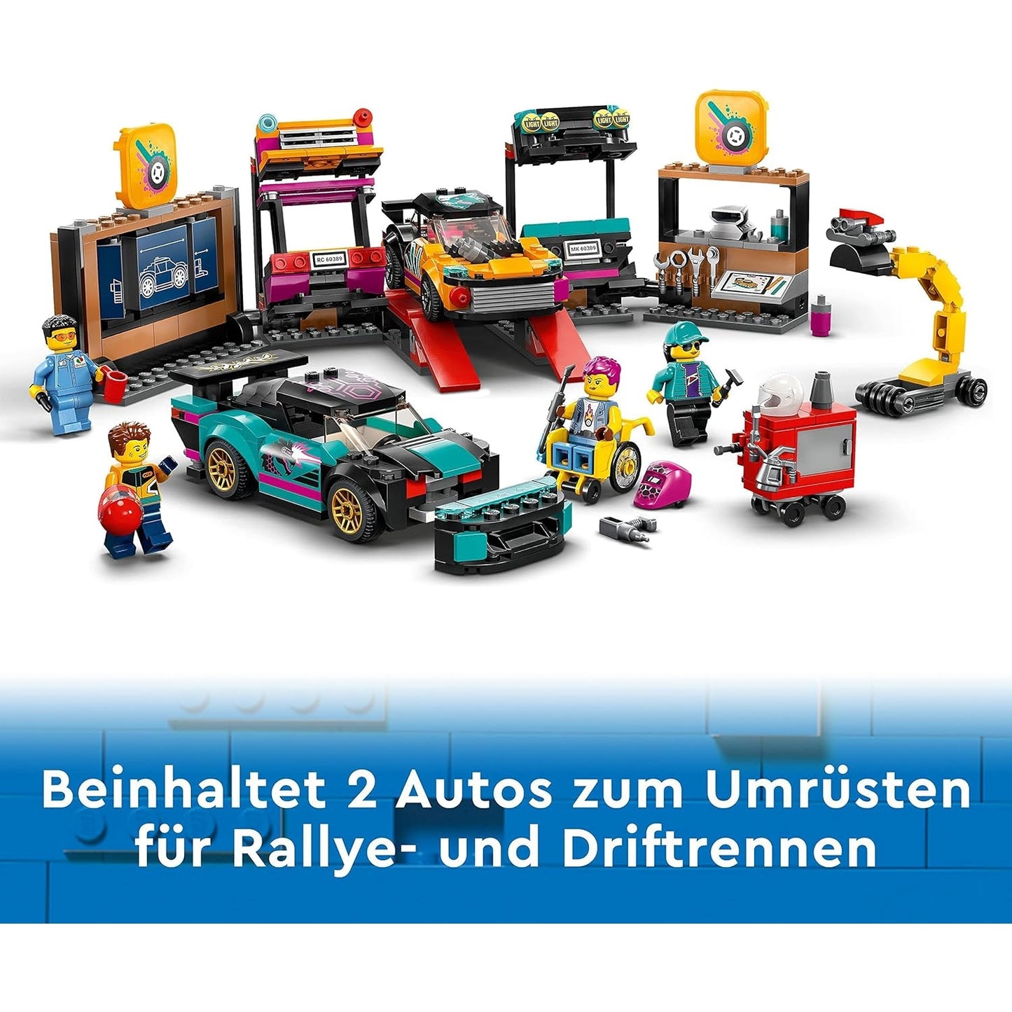 LEGO 60389 City Autowerkstatt, Mechaniker-Spielzeug-Werkstatt individuell gestaltbar