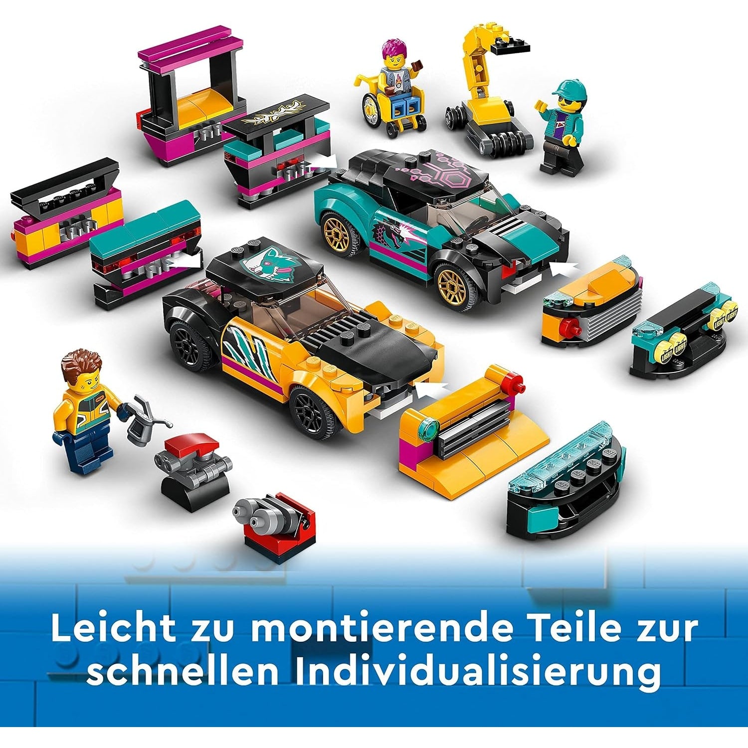 LEGO 60389 City Autowerkstatt, Mechaniker-Spielzeug-Werkstatt individuell gestaltbar