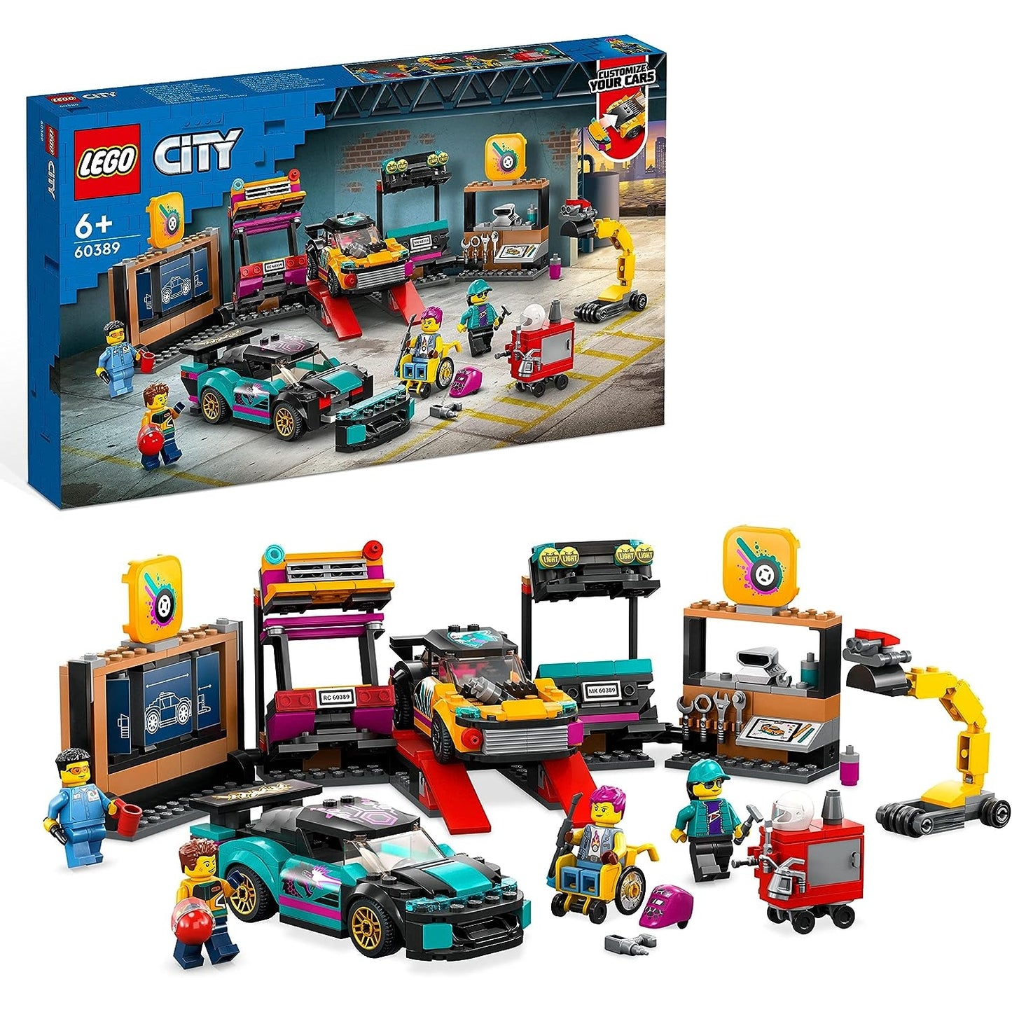 LEGO 60389 City Autowerkstatt, Mechaniker-Spielzeug-Werkstatt individuell gestaltbar