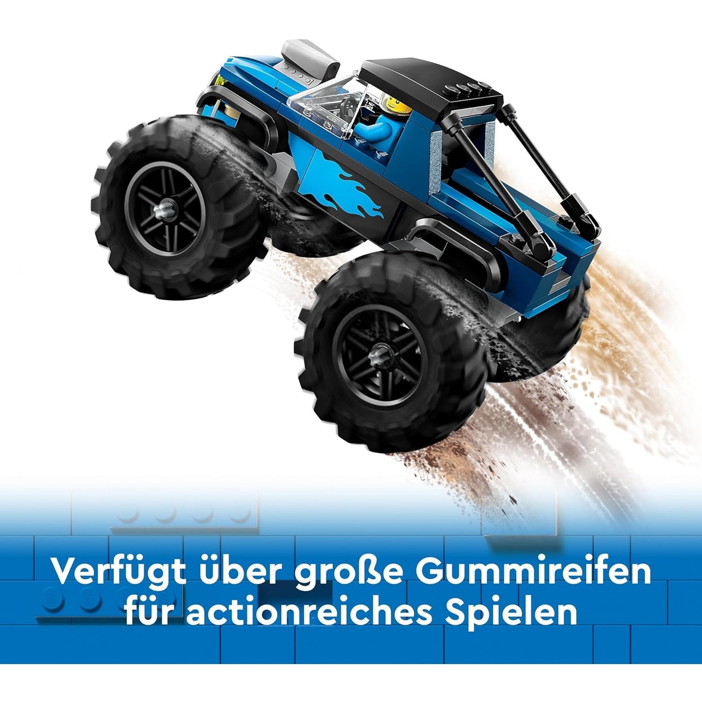 LEGO 60402 City Blauer Monstertruck, Offroad-Auto-Spielzeug, Fahrzeug-Set mit Rennfahrer