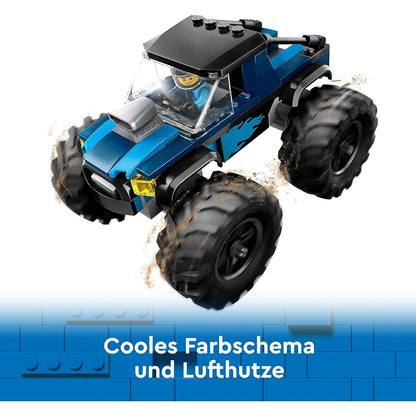 LEGO 60402 City Blauer Monstertruck, Offroad-Auto-Spielzeug, Fahrzeug-Set mit Rennfahrer