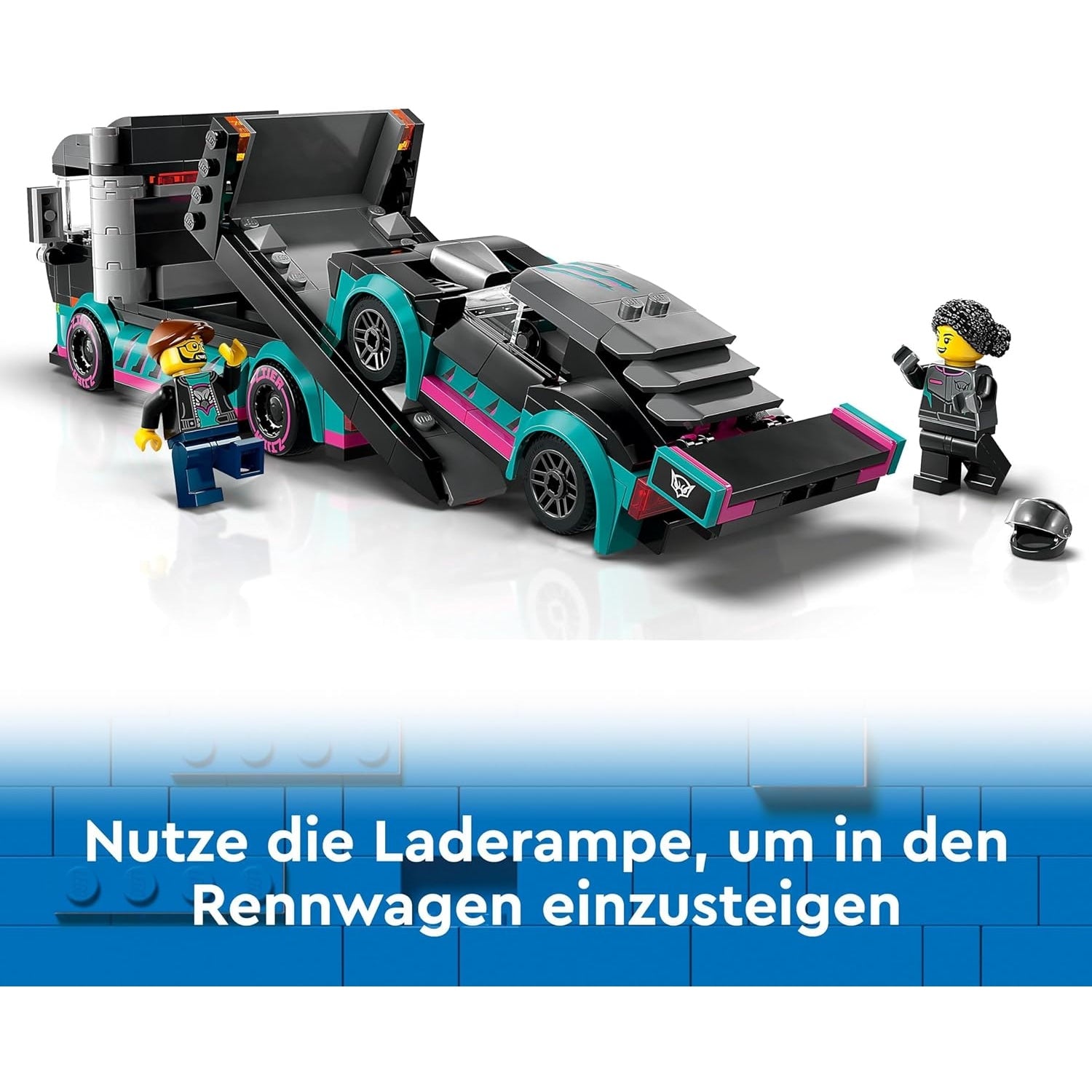 LEGO 60406 City Autotransporter mit Rennwagen, LKW-Spielzeug mit Verstellbarer Laderampe