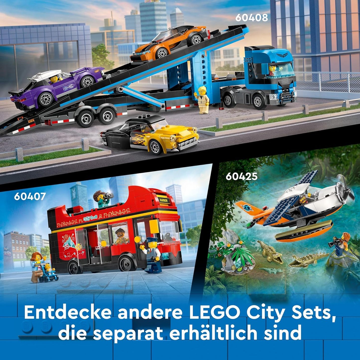 LEGO 60407 City Doppeldeckerbus, Doppeldecker Spielzeug-Bus, Fahrzeug-Spielset