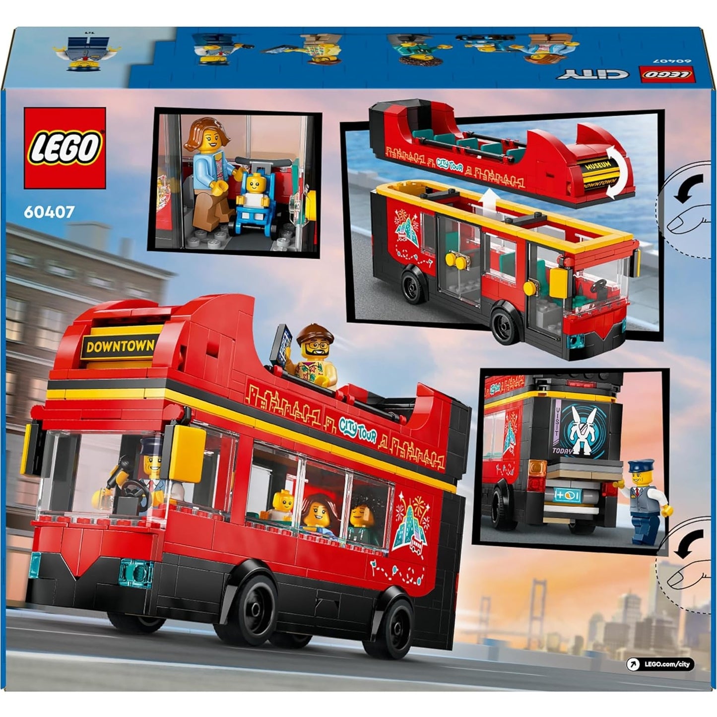 LEGO 60407 City Doppeldeckerbus, Doppeldecker Spielzeug-Bus, Fahrzeug-Spielset