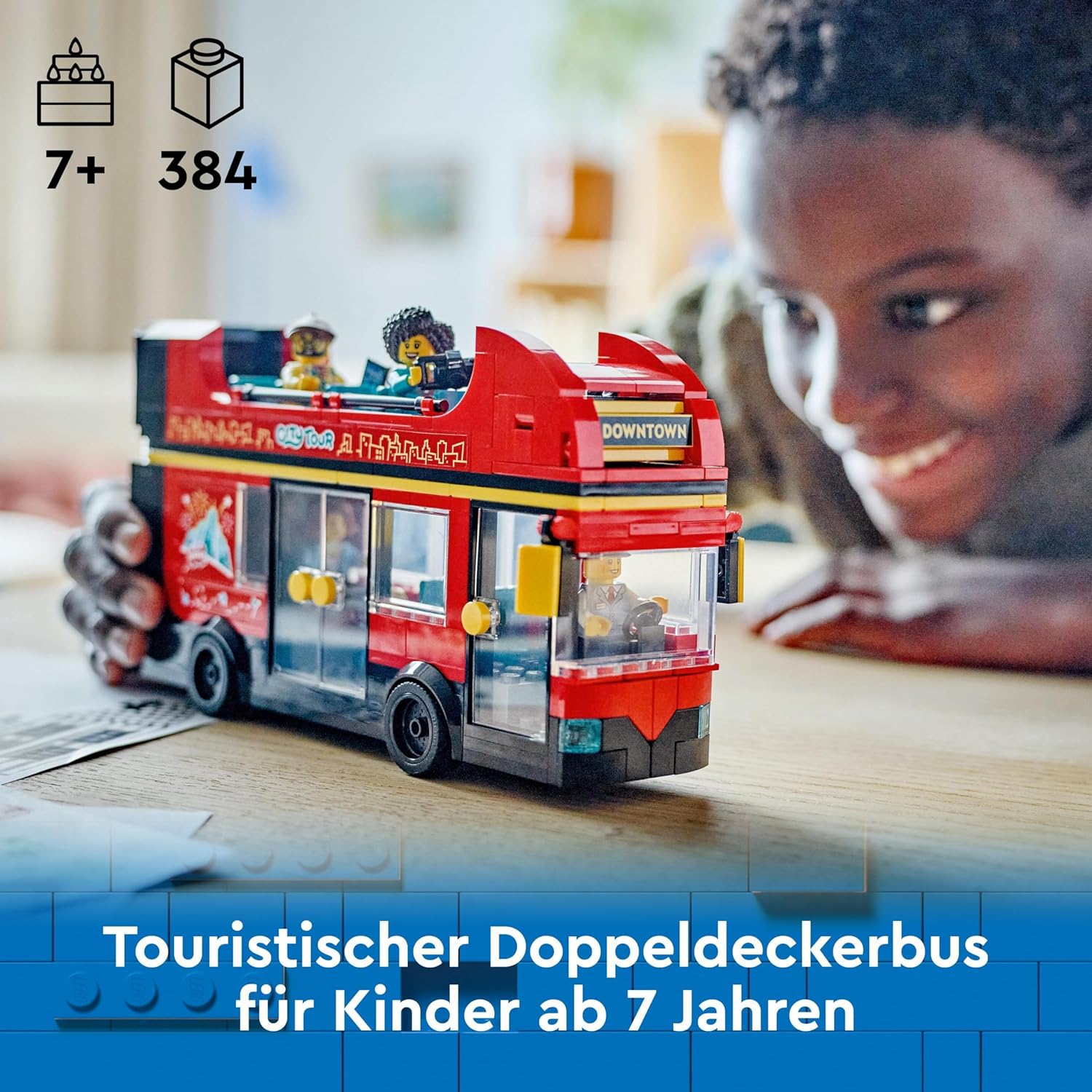 LEGO 60407 City Doppeldeckerbus, Doppeldecker Spielzeug-Bus, Fahrzeug-Spielset