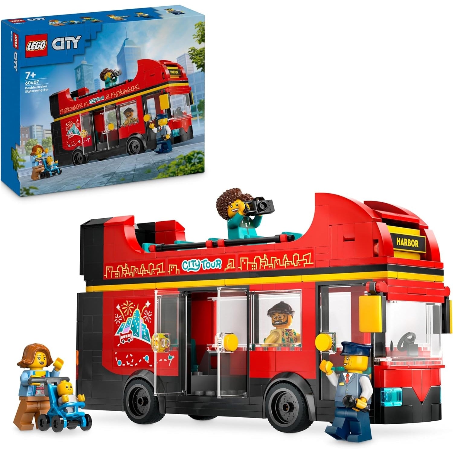 LEGO 60407 City Doppeldeckerbus, Doppeldecker Spielzeug-Bus, Fahrzeug-Spielset