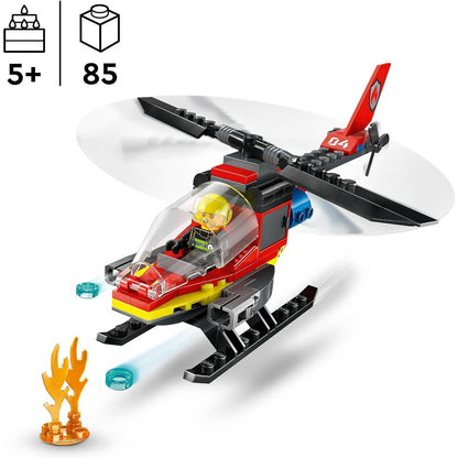 LEGO 60411 City Feuerwehrhubschrauber, Set mit Hubschrauber-Spielzeug und Pilot-Figur