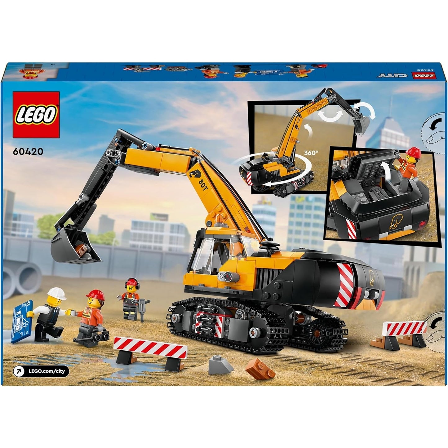 LEGO 60420 City Raupenbagger, Spielzeugbagger für Kinder ab 8 Jahren, Bauspielzeug