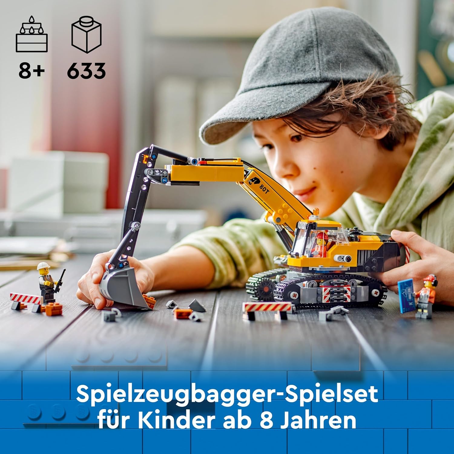 LEGO 60420 City Raupenbagger, Spielzeugbagger für Kinder ab 8 Jahren, Bauspielzeug