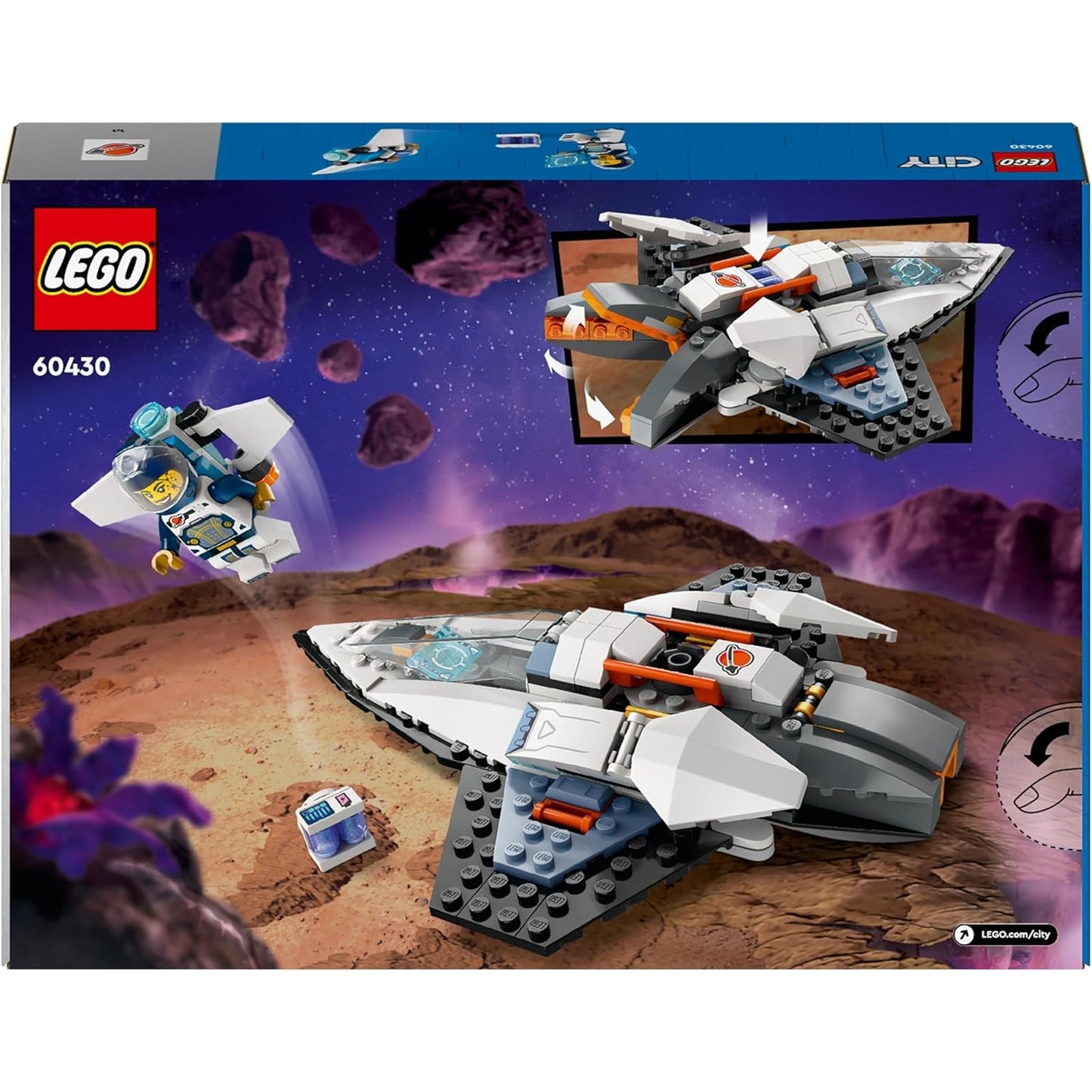 LEGO 60430 City Raumschiff, Weltraum-Spielzeug mit Space Shuttle mit Astronaut-Figur