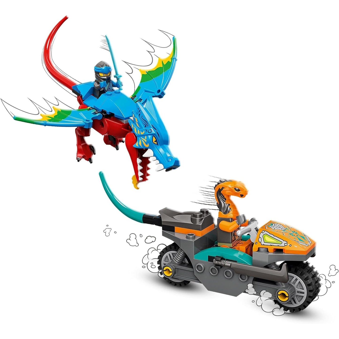 LEGO 71759 NINJAGO Drachentempel Set mit Motorrad, 4 Minifiguren inkl. Kai und NYA Drachen- und Schlangen-Figuren