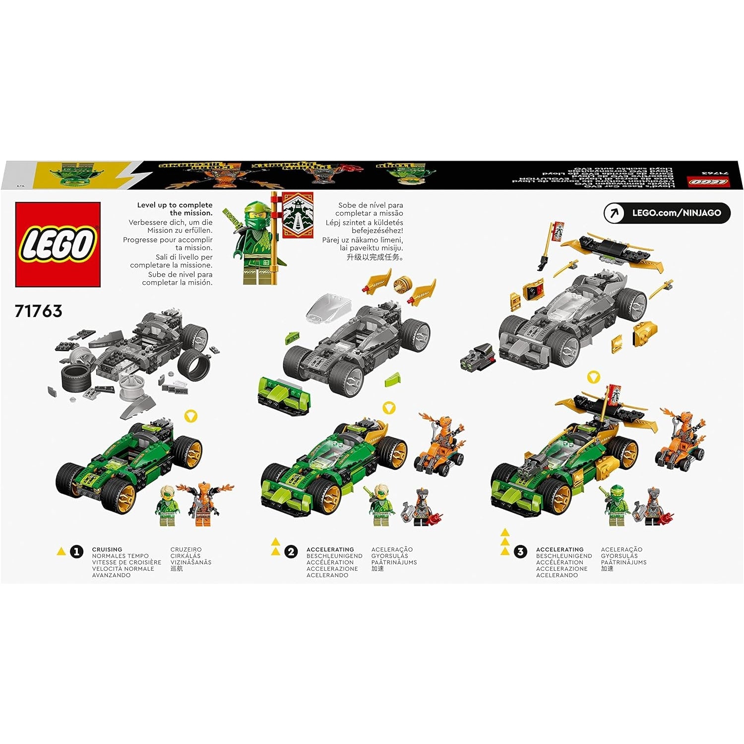 LEGO 71763 NINJAGO Lloyds Rennwagen EVO, Auto-Spielzeug mit Rennauto und Schlangen-Figuren