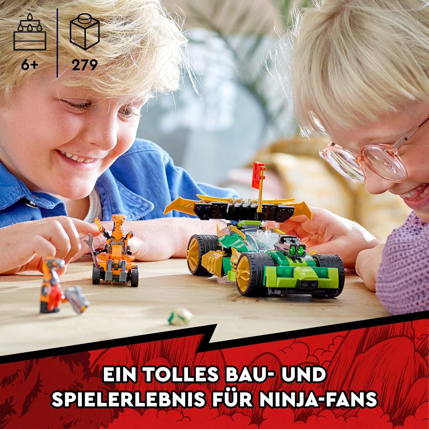 LEGO 71763 NINJAGO Lloyds Rennwagen EVO, Auto-Spielzeug mit Rennauto und Schlangen-Figuren